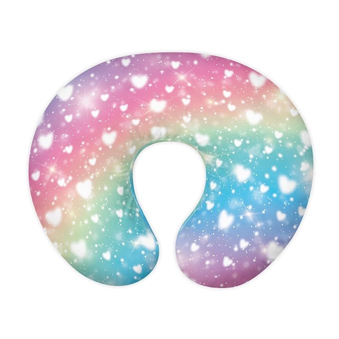 Forchrinse Rainbow Love Heart Girls Nursing Pillow Cover Stretch Soft Breastfeeding Pillow Slipcover Cozy Washable Cushion Protector Easy to Care