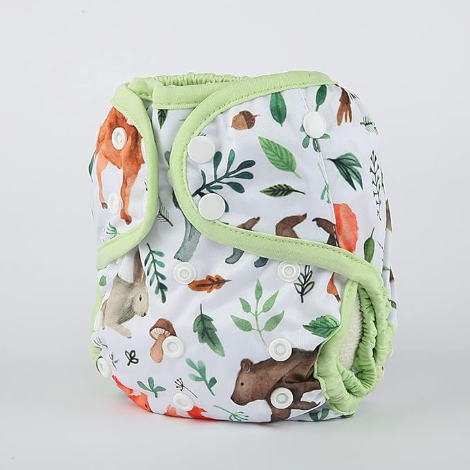 One Size Cloth Diaper Cover Snap With Double Gusset (Woodland)