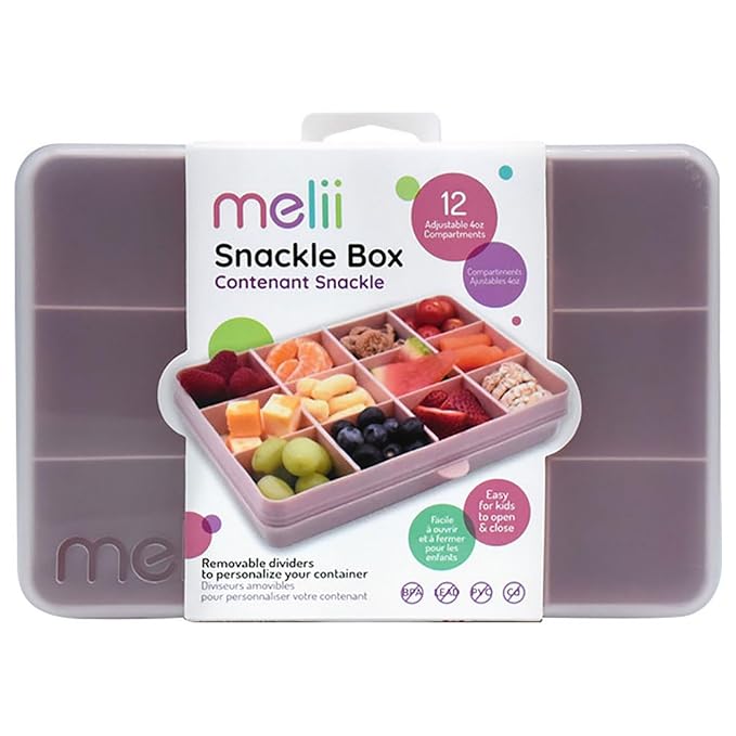 melii Snackle Box |12-Compartment Snack Container with Removable Dividers, BPA-Free Food Storage for Travel, School & On-the-Go Snacks, Kids & Family Organizer (Pink)