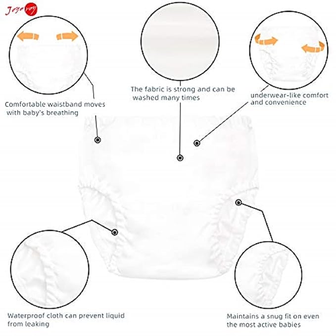 Joyo roy Plastic Underwear for Potty Training Toddler White Diaper Covers for Girls 4Pcs Rubber Underwear for Potty Training for Boys Plastic Rubber Pants for Toddlers Waterproof Swim Diaper Cover 2T