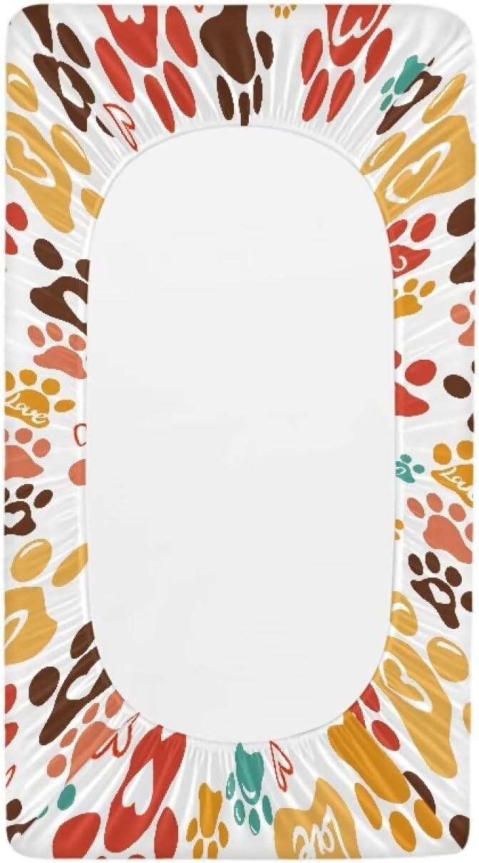 Colorful Dog Paw Changing Pad Cover Neutral Crib Cover Baby Changing Table Diaper Change Table Pads White FBreathable Changing Mat Sheet