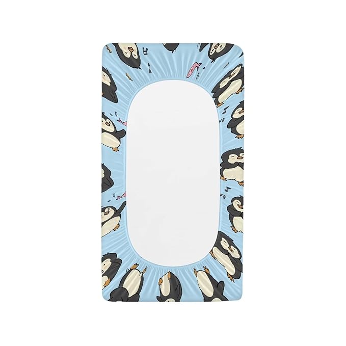 ZDCUSTOM Penguin Pattern Changing Pad Cover for Baby Girls Boys Changing Pad Cover for Baby Girls Boys Stretchy Changing Pad Covers Soft & Breathable