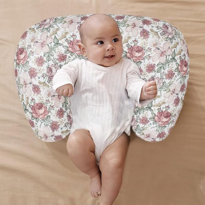 Little Jump Nursing Pillow Cover, Single Cover for The for The Updated Designed Breastfeeding Pillows, Western Wild Flowers Easy-On Slipcover with Soft Stretchy Fabric (New -2 Pack Vintage Floral)
