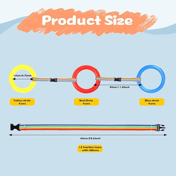 12 Sets Walking Rope for Preschool Toddlers Walking Rope, Detachable Transition Ropes with Handles, Colored Cords for Preschoolers, School and Outdoor Use