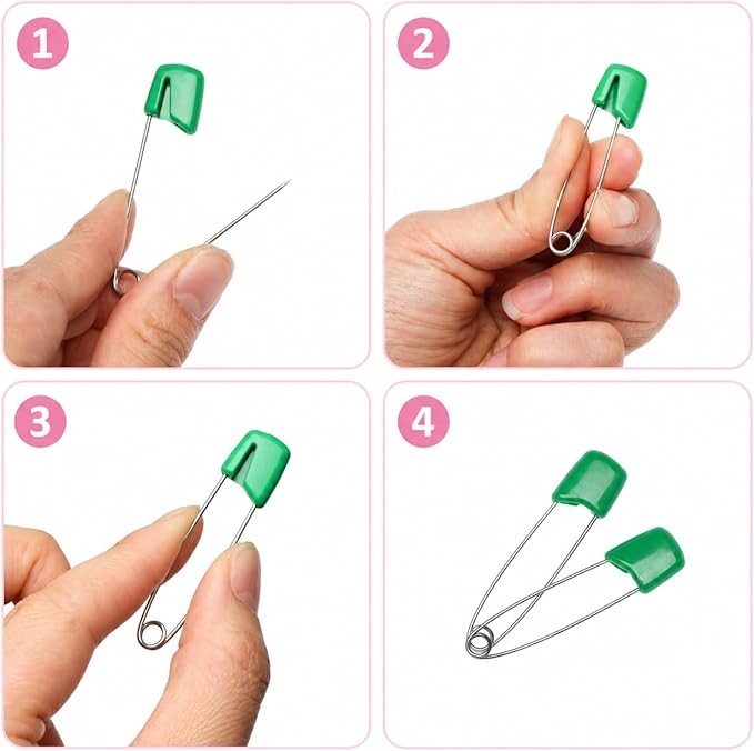 Mr. Pen- Diaper Pins, 2.2", 100 pcs, Stainless Steel, Plastic Head, Nappy Pins with Safe Locking Closures for Crafts, Colorful Laundry Pins