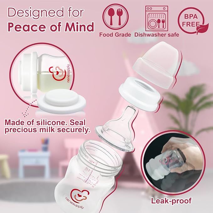Nenesupply Feeding and Storage Bottles Collection for Spectra S1 S2 Motif Luna Breast Pumps 2 pc 4.7oz 140ml with Sealing Disc Anti Colic Feeding Breastmilk Storage Replace Spectra Bottles