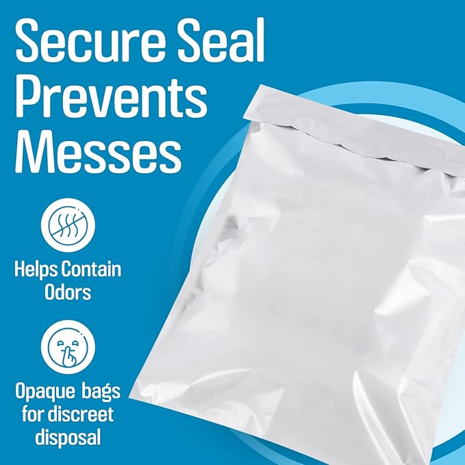IMPRESA Disposable Adult Diaper Bags - 12 x 15 in, Pack of 75 Leak-Proof, Tear-Resistant & Odor-Proof Adult Incontinence Disposal Bags - Unscented