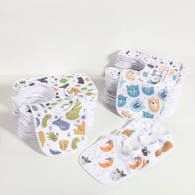 7 Pack Baby Cotton Absorbent Bibs for Drooling Teething