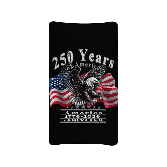250 Anniversary USA Flag Changing Table Pad Cover Black Changing Pad Covers American Flag Changing Pad Cover Breathbale Portable 32''*16''Changing Pads Nursery Decor