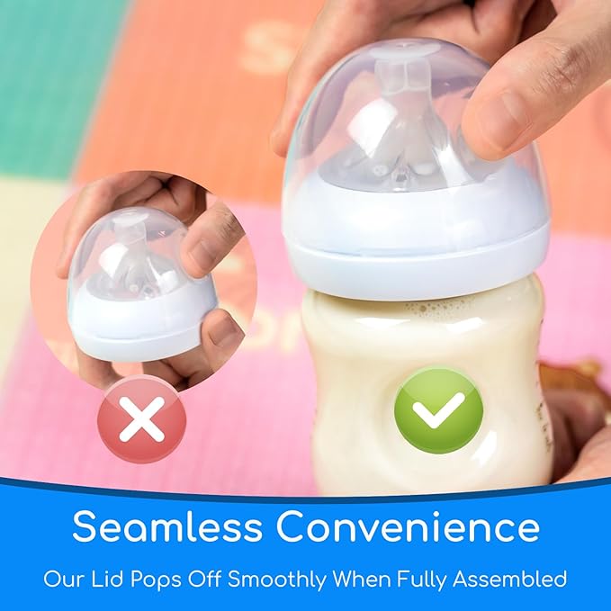 Replacement Lids Compatible with Philips Avent Natural Baby Bottles, Extra Secure Leak-Proof Caps for Travel, BPA-Free, High-Toughness Protective Covers for Glass & Plastic Bottles, 4-Pack