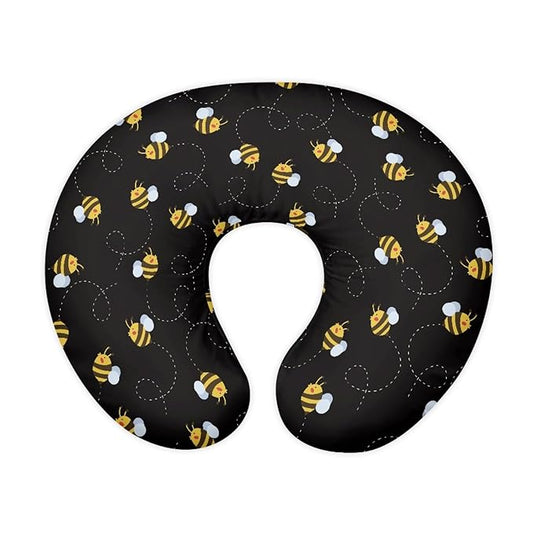 Forchrinse Bee,Black Nursing Pillow Cover for Girls Princess Nursing Pillow Slipcover for Breastfeeding Moms,Easy to Care