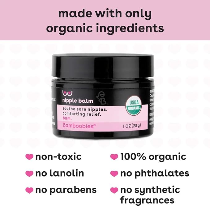 Bamboobies Women's Nipple Cream, Organic Cream for Soothing Skin, Nipple Balm, 1 oz (Pack of 1)