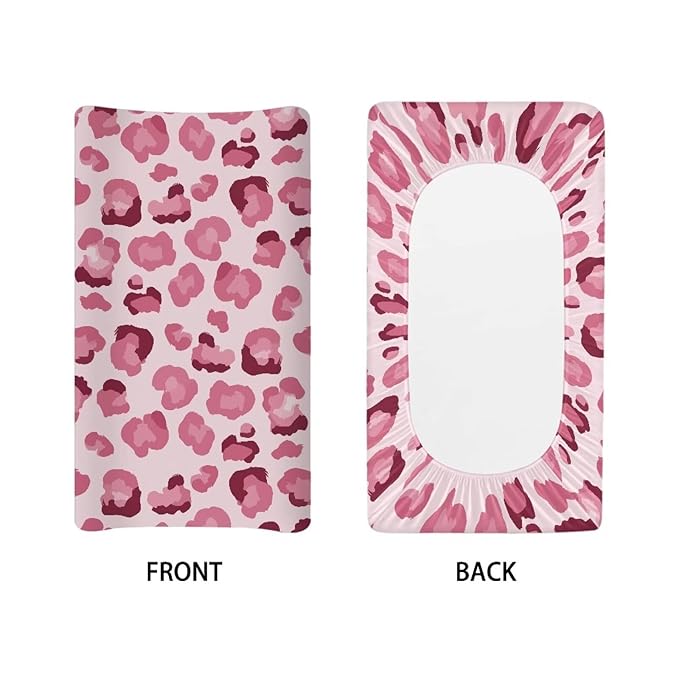 Leopard Print Changing Pad Cover Pink Diaper Changing Pad Cover Boys Girls 32''*16'' Diaper Changing Pad Cover Soft Nursery Decor