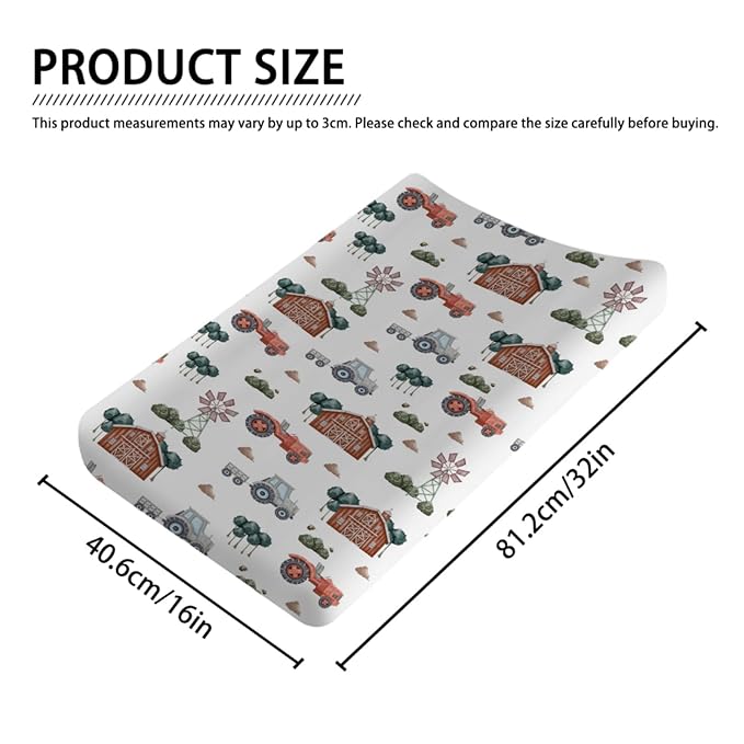 Farm Tractors Trees Windmill Truck Barn Changing Pad Cover Diaper Farmhouse Life Change Table Sheets for Baby Girls Boys Soft Stretchy Fitted Changing Table Mats Cover 32''x16''