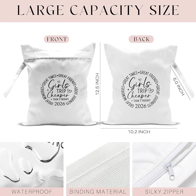 2Pcs Girls Trip Gifts Wet Dry Bag, Beach Bag Wet Bag Favors, Aloha Bags for sunscreen Swimsuit Toiletry Travel Essentials For Women, Beach Travel Laundry bags for Dirty Diaper Swimsuit Gifts