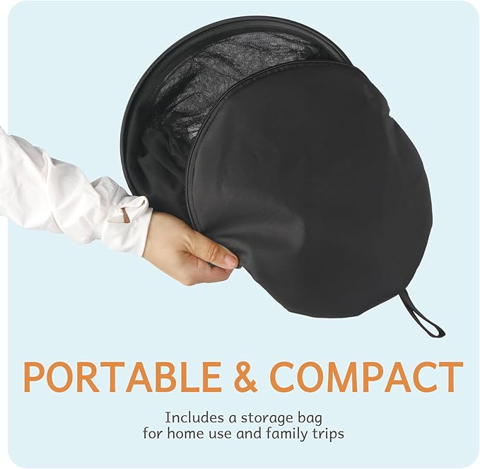 Mosquito Net for Pack N Play, Keep Cats Out, Netting Cover with 2-Way Zipper for Playpen, Foldable with Storage Bag, Black