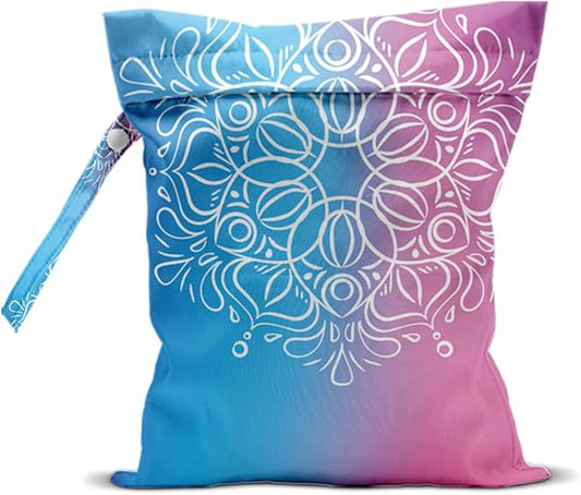 Wet Dry Bag for Swimsuit and Towels for Swimsuit Travel Beach Pool Diapers Dirty Yoga Gym Clothes Hook to Stroller Makeup Bag Waterproof Totem Decor