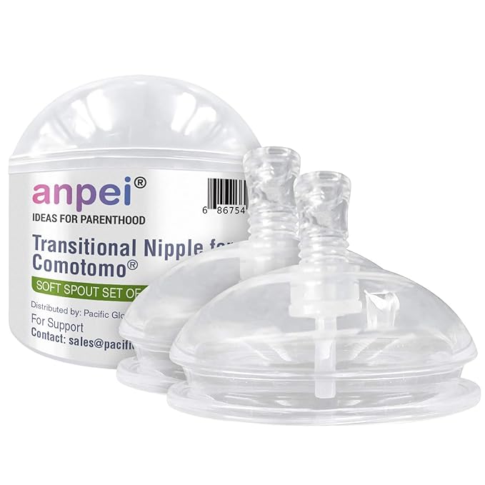 Straw Cup Straw Transitional Nipples Set of 2 with Nipple Storage Case Compatible with Comotomo Baby Bottles, 5 oz and 8 oz