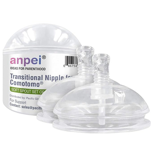 Straw Cup Straw Transitional Nipples Set of 2 with Nipple Storage Case Compatible with Comotomo Baby Bottles, 5 oz and 8 oz