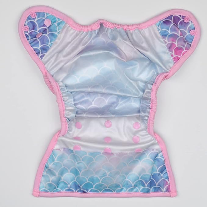 Baby Diaper Cover Nappy One Size 8lbs to 36lbs (Scales Blue Pink)