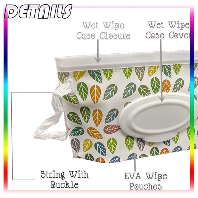 Portable Pouch Bags Set, 2 Pack Wet Wipe Holder Container, Reusable and Refillable Personal Travel Wet Wipes Dispenser Cases