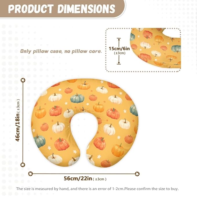 Fall Colored Pumpkins Baby Nursing Pillow Cover Ultra Soft Comfortable Newborn Nursing Pillow Case Washable and Easy to Clean Thanksgiving Decor