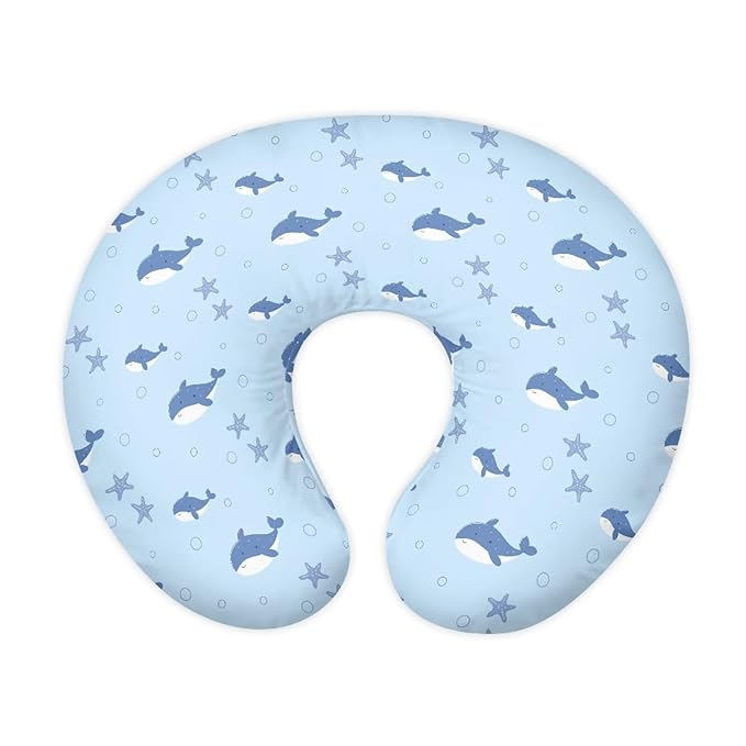 Blue Cute Shark Nursing Pillowcase Ultra Soft Comfortable Newborn Nursing Pillow Case Stain Resistant and Scratch Resistant