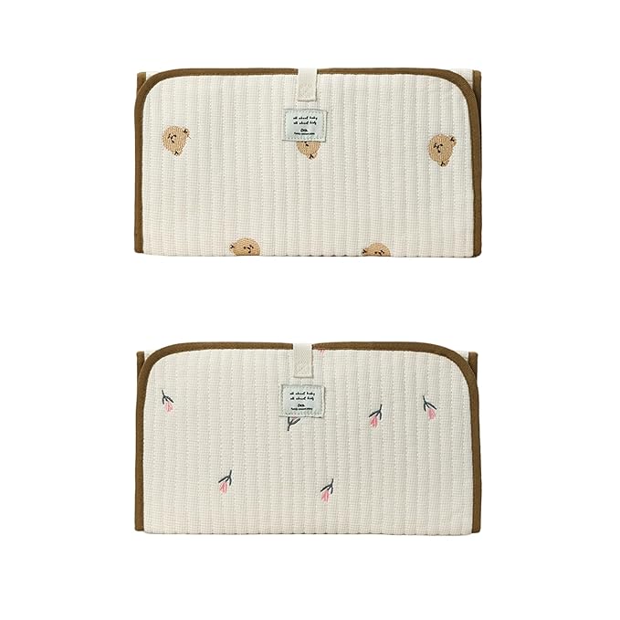 Portable Baby Changing Pad Foldable & Water Proofing Mat Built-in Mesh Pocket for Newborns and Parents During Travel (Bear)