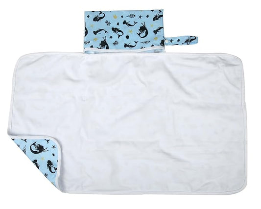 Baby Diaper Changing Mat Pad Portable Foldable Washable Compact Travel Nappy Waterproof Play Mat 30inx18.5in (Sea Mermaid)