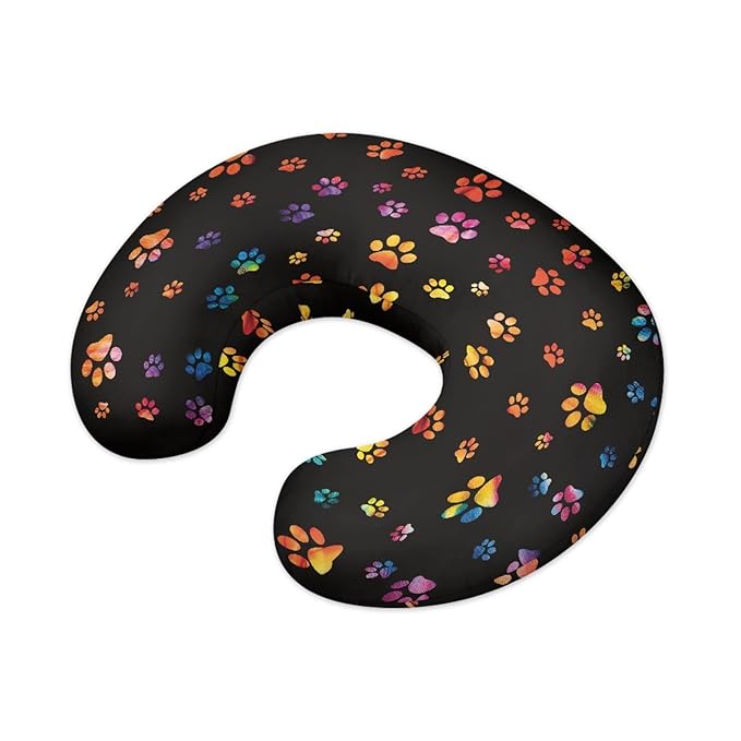 Forchrinse Colorful Dog Paw Print Nursing Pillow Cover for Baby Boys Girls,Soft Breastfeeding Pillow Cover Infant Feeding Cushion Cover Washable