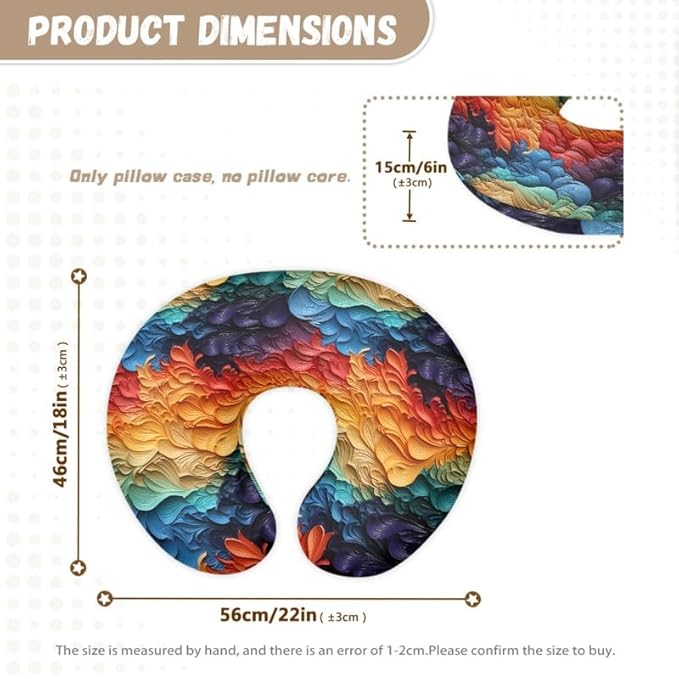 Rainbow Gradient Fluid Slipcover for Breastfeeding Pillows, Abstract Art Graffiti Nursing Essentials for Bottle and Breastfeeding Paint Pigment Splash Stretchy Cover