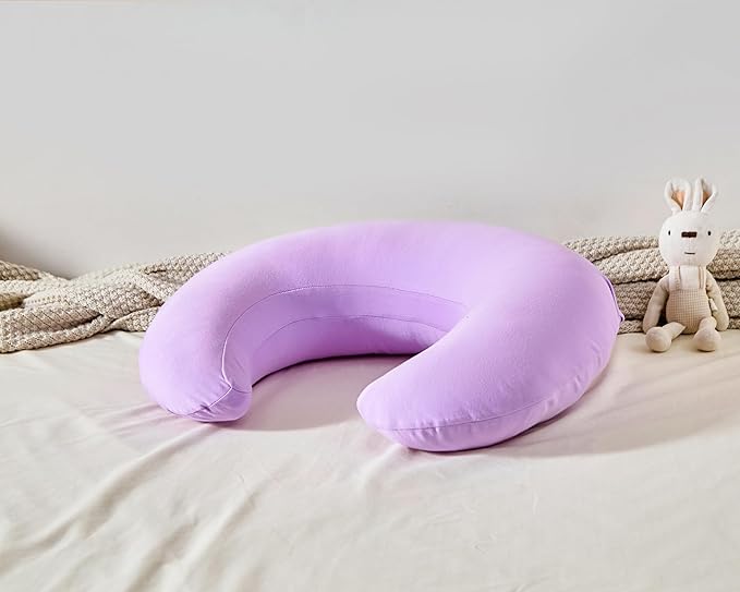 Nursing Pillow, Plus Size Breastfeeding Pillow Original Support for Baby Boys Girls Breastfeeding Essentials, with Removable Soft Cotton Cover (Purple, Large (25.59 * 20.08 * 6.30 Inches))