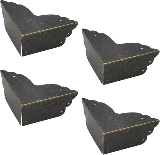 Mcredy Corner Protectors for Furniture,4 Pack Table Corner Protectors Metal Bronze Box Corners Decorative 2.8x2.8x1.2(LxWxH),Side Length 2.8"