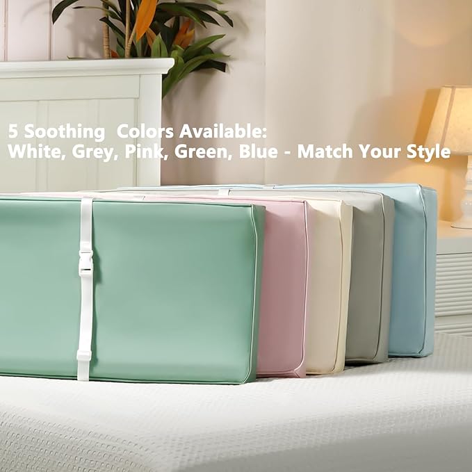 Vegan Leather Changing Pad Cover with Zipper - 31"X 16" - Waterproof Wipeable, Extra Thick & Portable & Non-Slip Diaper Mat - Fits Standard Changing Tables (Green)