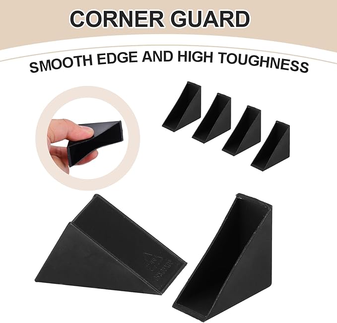 uxcell 30Pcs Triangle Glass Corner Protector, 0.79 x 2 Inch Plastic Glass Table Corner Protector Transport Corner Guard for Glass, Ceramics, Wood, and Steel(Right Angle, Black)