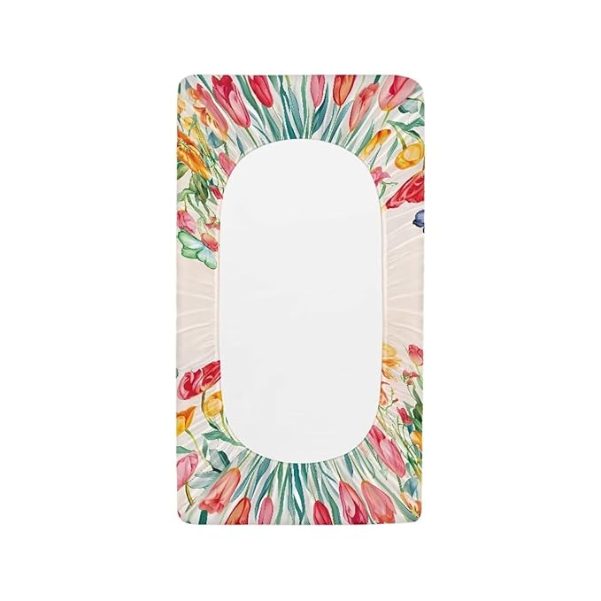 Butterflies Flower Changing Pad Cover for Baby Girls Boys Comfort Diaper Change Table Pad Covers Soft Changing Pad Sheets