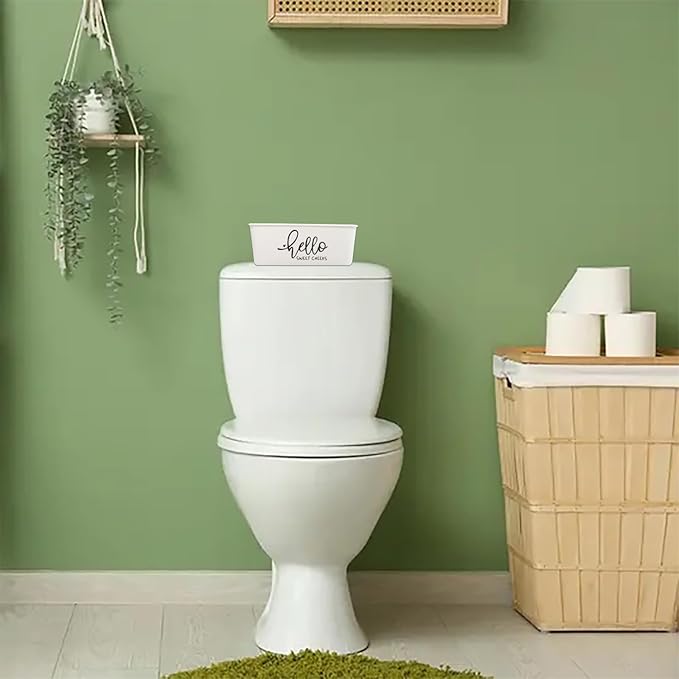 Hello Sweet Cheeks Baby Wipes Dispenser Rustic Farmhouse Bathroom Decor 7.28" L x 4.80" W x 2.75" H Flushable Wipes Container Holder with Sealing Design Lid Easy to Refill (White)