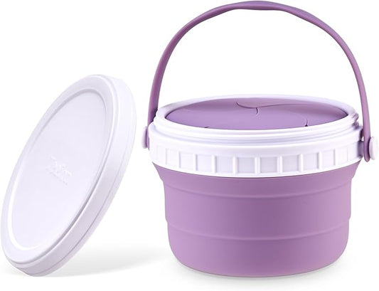 No Spill Silicone Toddler Snack Containers, Detachable Silicone Flap for Filling&Cleaning, Crumb-Free Hard Plastic Screw Travel Lid, Ultra-Soft for Baby Kids Hand In-Out, Snack Cup Holder 12 oz