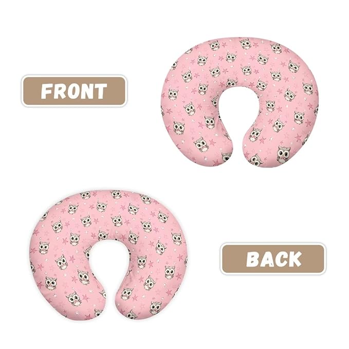 Jeiento Pink Owls Nursing Pillow Covers for Breastfeeding Pillows Ultra Soft Nursing Pillow Slipcovers Feeding Pillow Covers for Baby Girl Boys Newborn