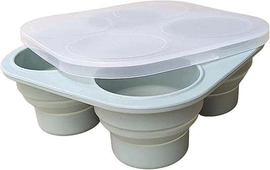 Lulyboo Baby Food Freezer Tray with Lid - Foldable Silicone Portable Storage for Homemade Baby Food, Fruit & Veggie Purees, 4 Compartments, BPA-Free, Space-Saving & Easy to Clean