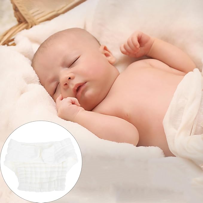 Healifty Newborn Baby Cloth Diapers: 5Pcs Reusable Washable Cotton Preemie Training Diapers for Infants White 14.5 X 10.6 Inch