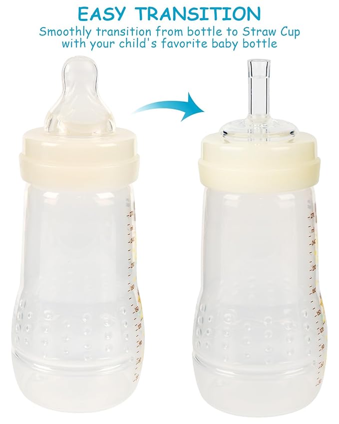 Straw Cup Nipples for Mam Baby Bottles, Soft 100% Silicone Sippy Straw Nipples, 8m+, Variable Flow, 3 Count