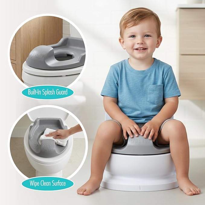 Upseat 3-in-1 Ergonomic Potty Training Set – Toddler Potty Chair, Toilet Training Seat with Step Stool, Soft Sit Trainer, Built-in Splash Guard, Squatting Design, Easy Clean