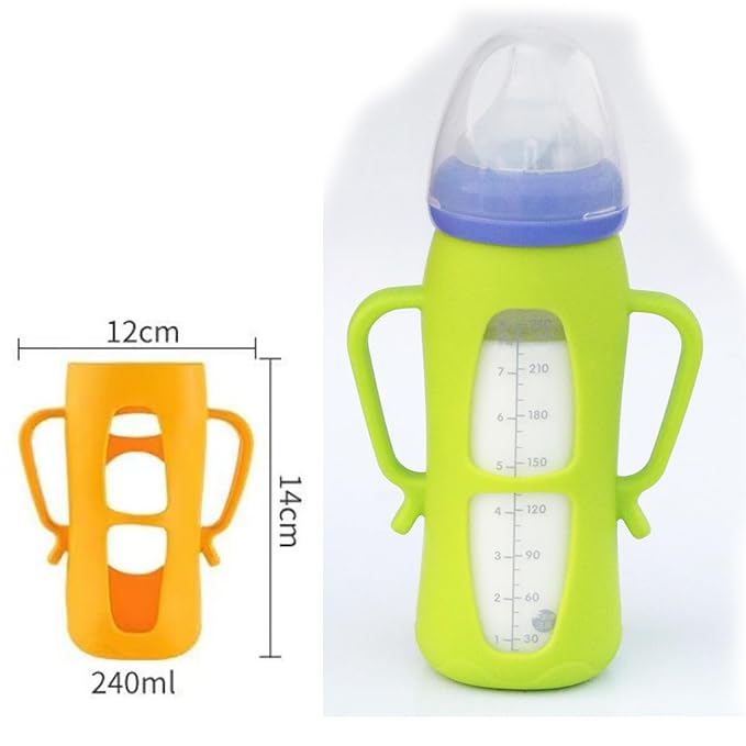 Anti-Slip Silicone Handle Cover for Anti-Colic Glass Baby Bottles – 8oz, 4-Pack | Ergonomic Grip Support