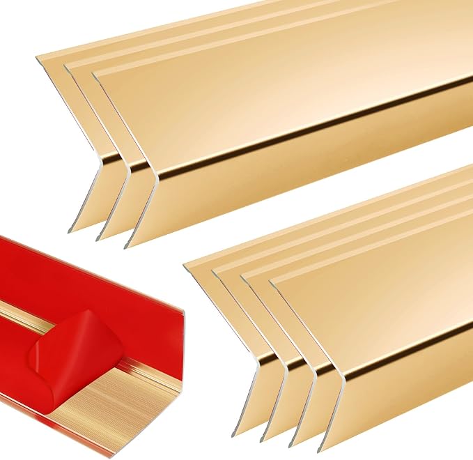 8Pcs 36" Metal Corner Protector, L-Molding Corner Guards for Walls, Cabinets, Baseboards, Furniture Decorative Trim, Size 36" x 2" (Gold,Pack of 8)