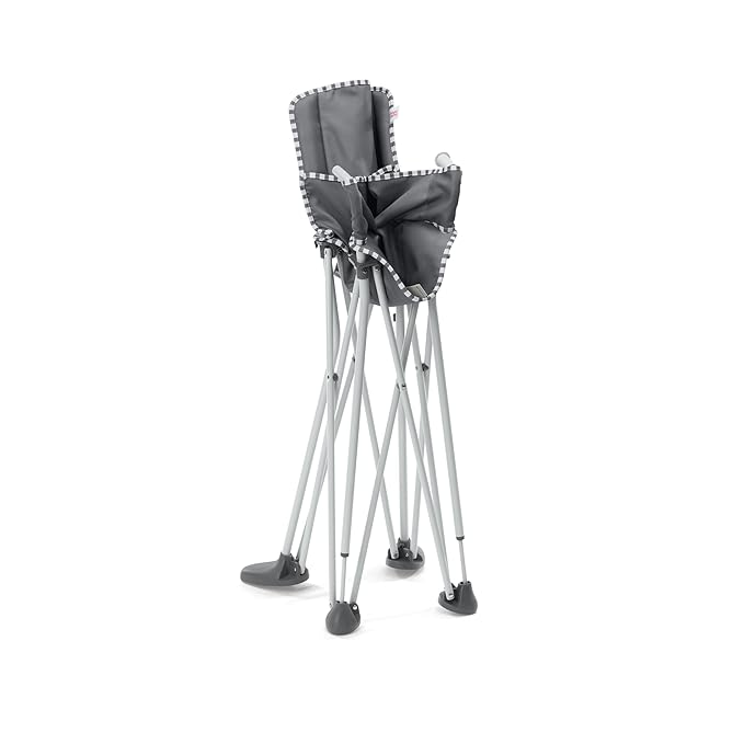 Bright Starts Pop 'N Dine Portable High Chair, Indoor/Outdoor, BPA Free Tray, Easy to Fold, Unisex, Grey, 6 Months +