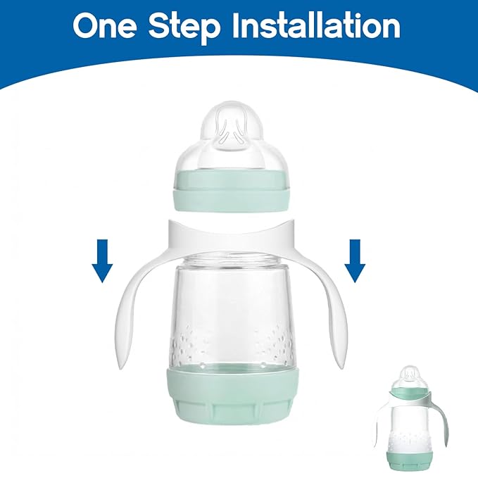 Baby Bottle Handles for Mam Bottles, Bottle Holder for Baby Self Feeding, Bottle Feeding Holder, White, Pack of 4