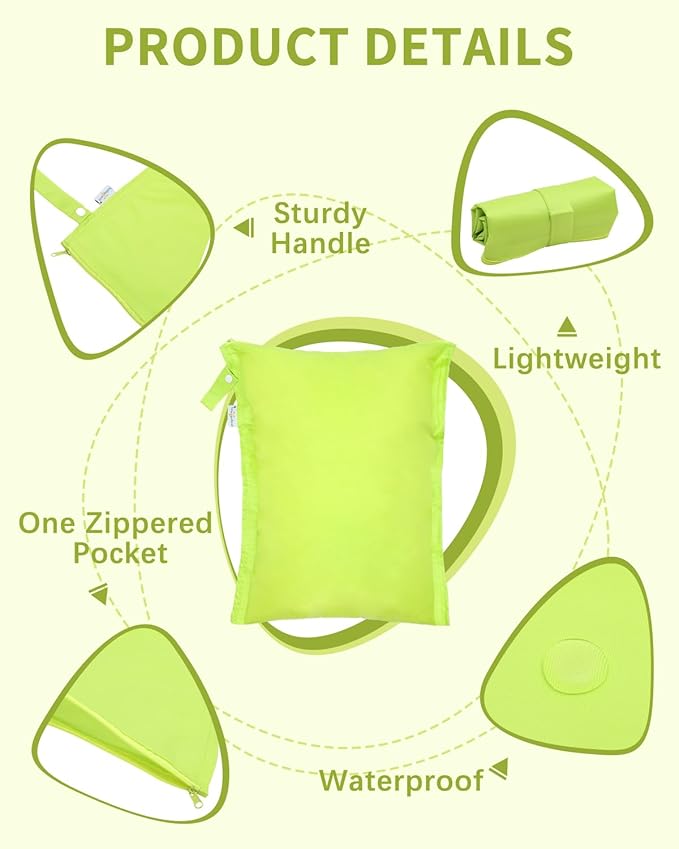 babygoal Waterproof Wet Dry Bags 2 Pack with 3pcs Clear Travel Bags for Beach, Baby Cloth Diapers, Swimsuit, Pump Parts, Pool, Gym, Toiletries,Makeup Cosmetics