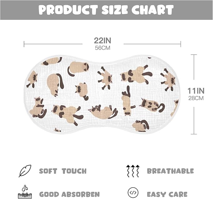Sleeping Cats Siamese Colorpoint Cat Muslin Burp Cloths for Baby 1 Pack 100% Cotton Baby Washcloths Bibs for Boy Girl