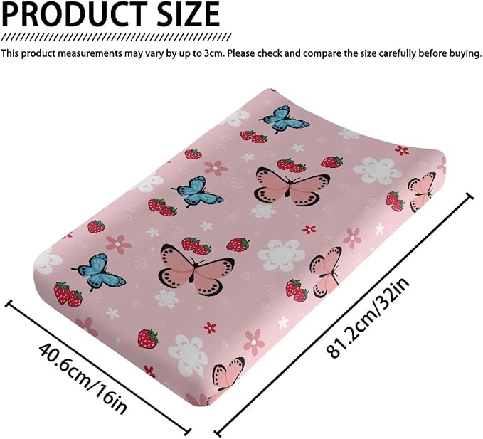 Butterfly Floral Changing Pad Cover Waterproof Soft Universal Tray Table Mat Durable Breathable Nursery Pad Change Cover Stretchy Changing Table Cover Infant